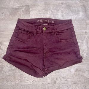 American Eagle Outfitters Burgundy High Waisted Super Stretchy Short 2/$25